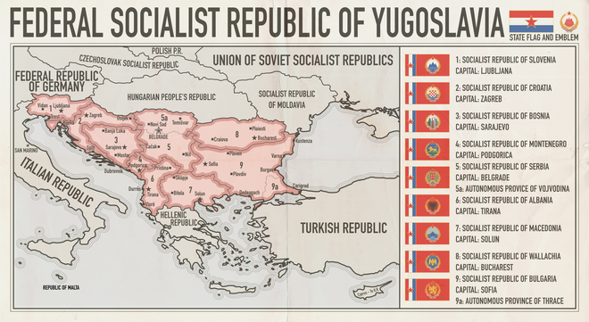 Zemljevid velike Jugoslavije. FOTO: Houseofhesse, posnetek zaslona