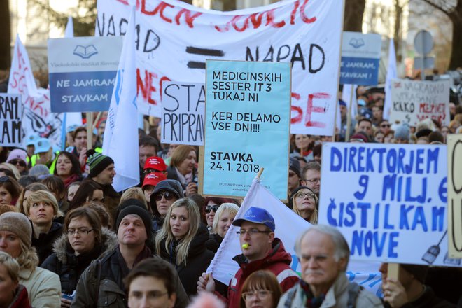 Protest javnega sektorja 24. januarja 2018 FOTO: Jože Suhadolnik