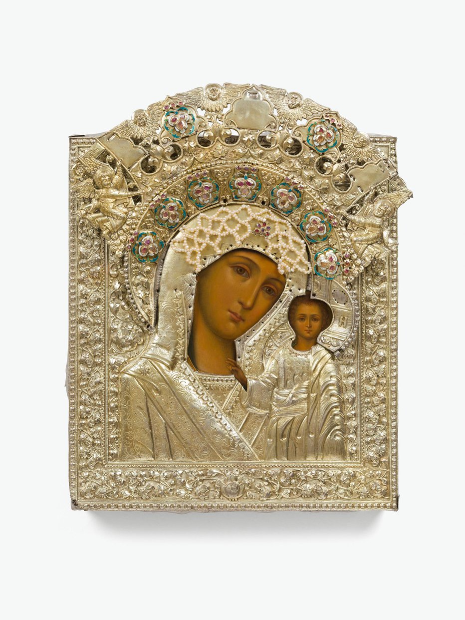 Fotografija: Kazanska Mati božja; ikona v okladu, konec 17., začetek 18. stoletja. FOTO: MGML