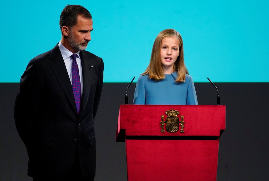 Fotografija: Kralj Felipe je zelo ponosen na svojo hčer, ki ga je začela spremljati na prireditvah in imela že nekaj govorov. FOTO: Reuters