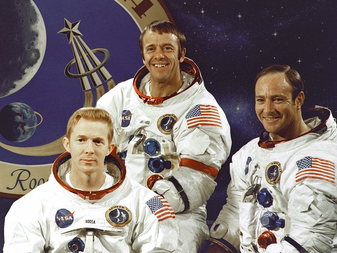 Posadka Apolla 14 (z leve): Stuart Roosa, Alan Shephard in Edgar Mitchell FOTO: Nasa/wikipedia