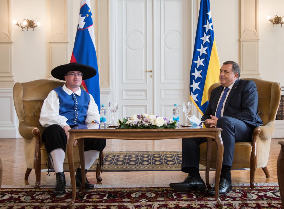 Fotografija: Damijan Sedar in Milorad Dodik, 16. julij 2021. FOTO: Predsedstvo BiH, Delo