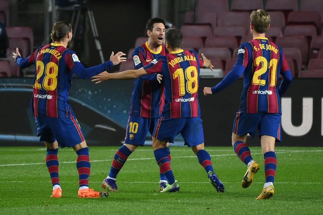 Jordi Alba je prinesel veselje Barcelon. FOTO: Lluis Gene/AFP