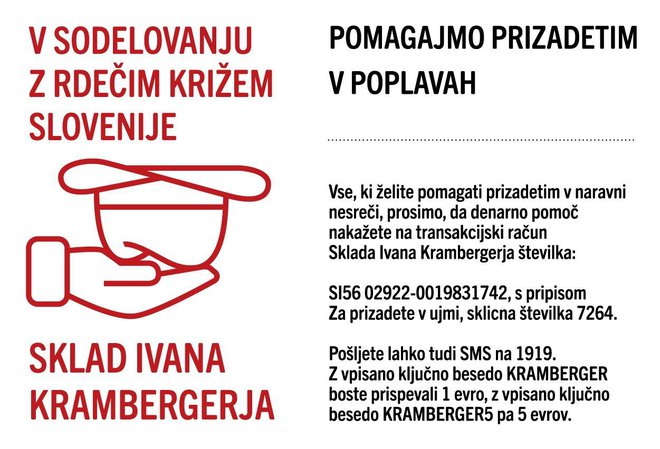 Sklad Ivana Krambergerja – pomoč prizadetim v poplavah FOTO: Delo Slovenske novice