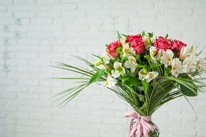 Peruvijska lilija v kombinaciji z vrtnicami sporoča, da osebo ljubimo in občudujemo njeno notranjo moč.