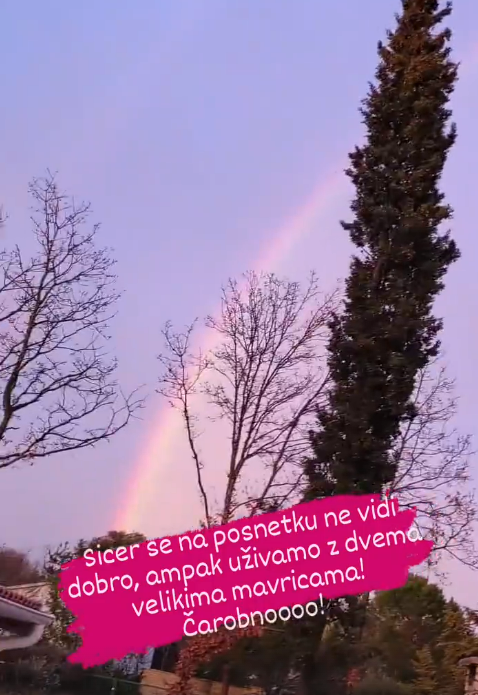 Mavrica je danes razveselila Tanjo Žagar. FOTO: Zaslonski Posnetek, Vir: Instagram