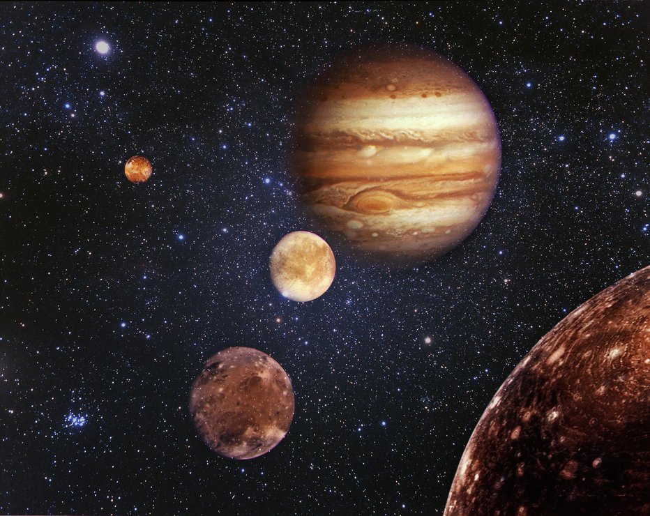Fotografija: Planet Jupiter s svojimi sateliti. FOTO: Getty Images, Istockphoto