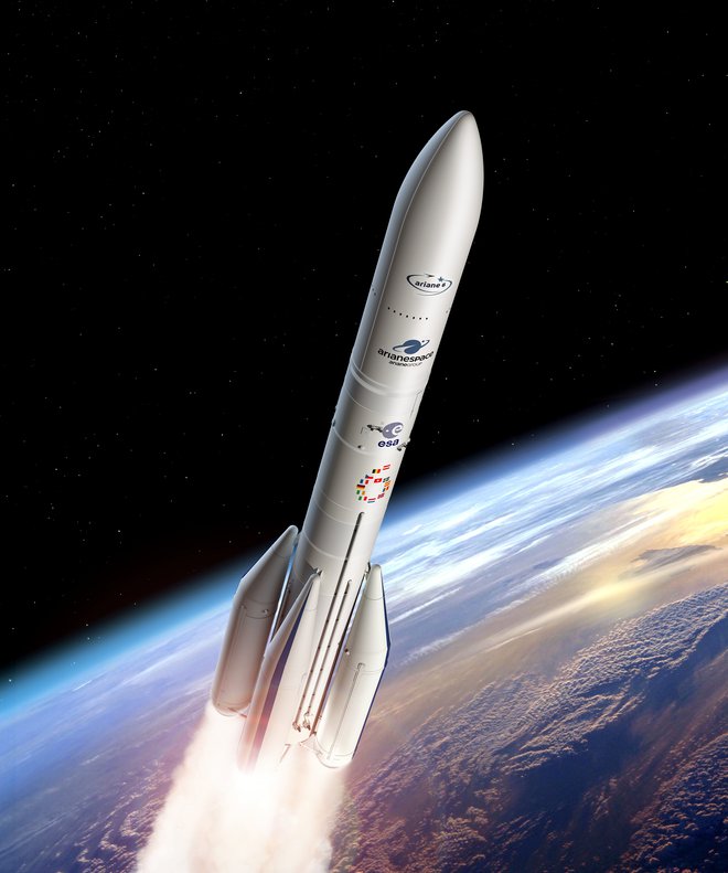 Več kot 60 metrov visoka Ariane 6 bo ob izstrelitvi težka skoraj 900 ton.