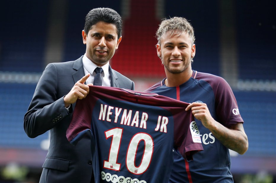 Fotografija: PSG je v zadnjih prestopnih rokih počival, a njegov predsednik Nasser Al-Khelaifi (levo, desno Neymar) je svoje opravil že prej. FOTO: Reuters