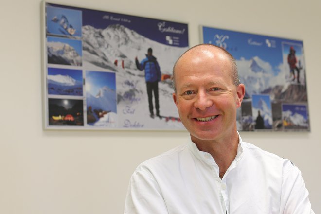 Tomaž Rotar, zobozdravnik iz Lesc, je že osvojil tri najvišje gore sveta. FOTO: Tomi Lombar