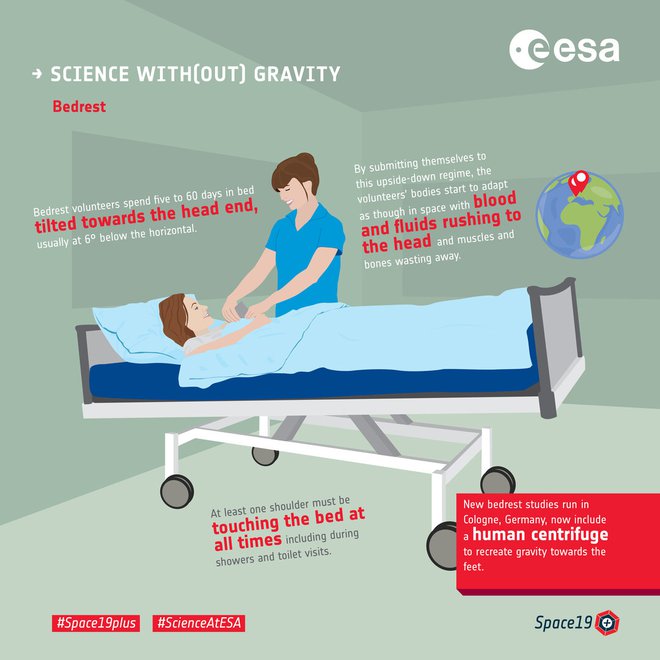 Evropska vesoljska agencija bo preverjala, kako dolgotrajno ležanje vpliva na človeško telo. FOTO: Evropska vesoljska agencija