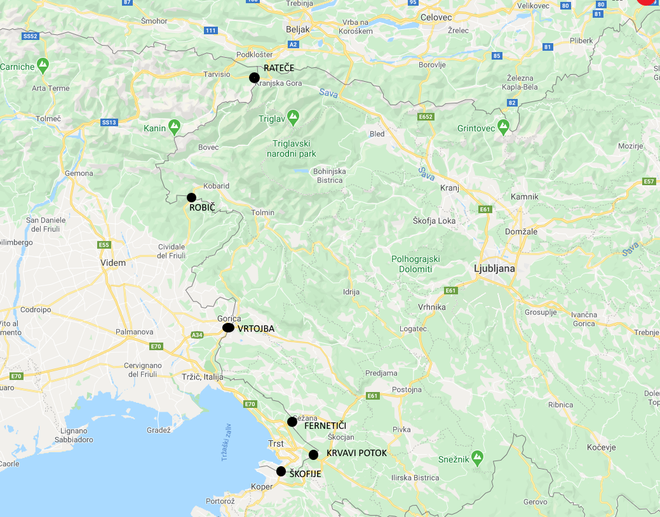 Kontrolne točke na meji z Italijo, ostale poti so zaprte. FOTO: Google Maps