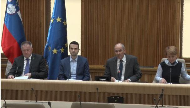 Zdravko Počivalšek, Matej Tonin, Janez Janša in Aleksandra Pivec. FOTO: posnetek zaslona