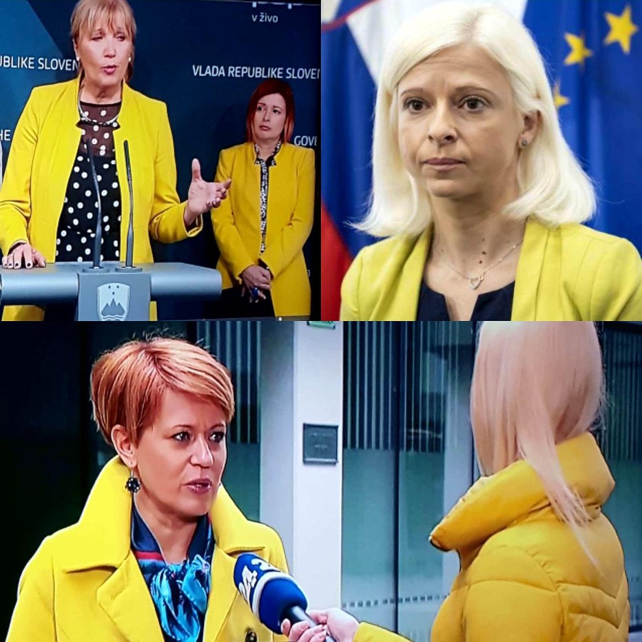 Fotografija: Ministrica, strokovnjakinja in novinarka so se odločile, da nase opozorijo tudi z izbiro iste barve.