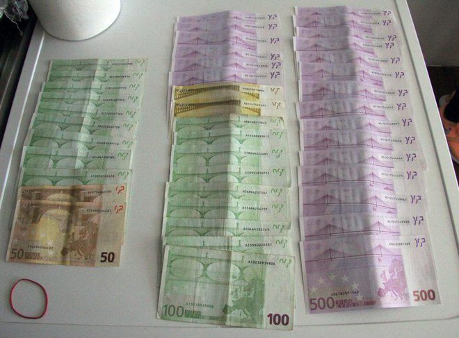 Kriminalisti so v hišni preiskavi našli goro denarja. FOTO: PU LJUBLJANA