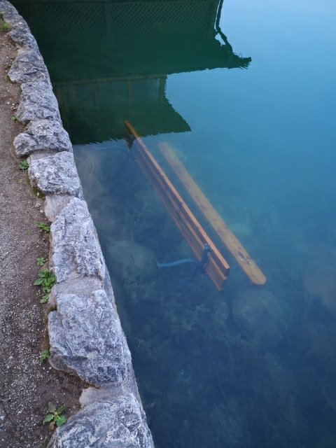 Klopca je pristala v jezeru. FOTO: Občina Bled