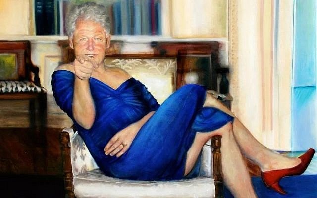 Slika Billa Clintona v modri obleki Monice Lewinsky<br />
FOTO: FACEBOOK