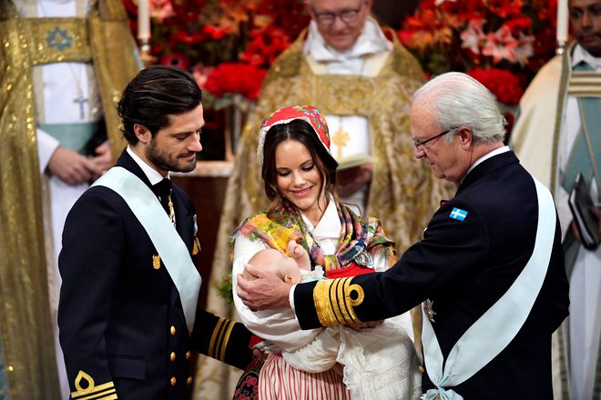 Na krstu drugega otroka, princa Gabriela FOTO: REUTERS