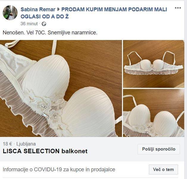 Sabina Remar prodaja modrc. FOTO: Facebook, Mali oglasi