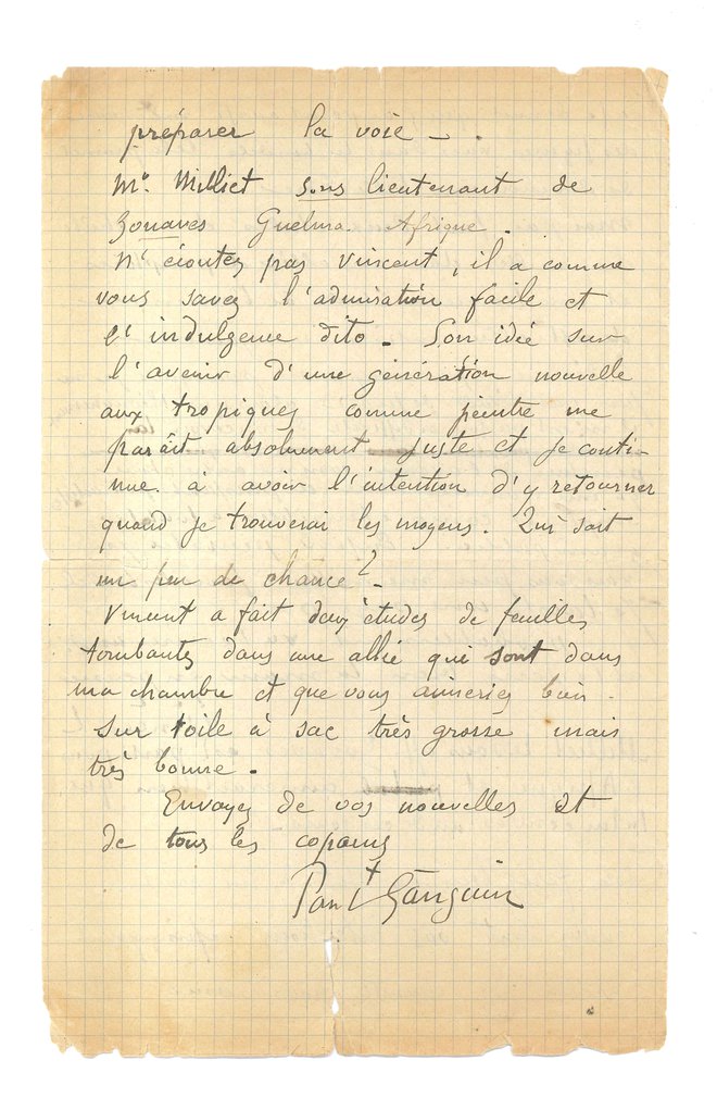 Edino znano skupno pismo, pod katero sta se podpisala slovita postimpresionistična slikarja, je zdaj v Amsterdamu: na fotografiji Gauguinov del. FOTO: Drouotestimations/Reuters