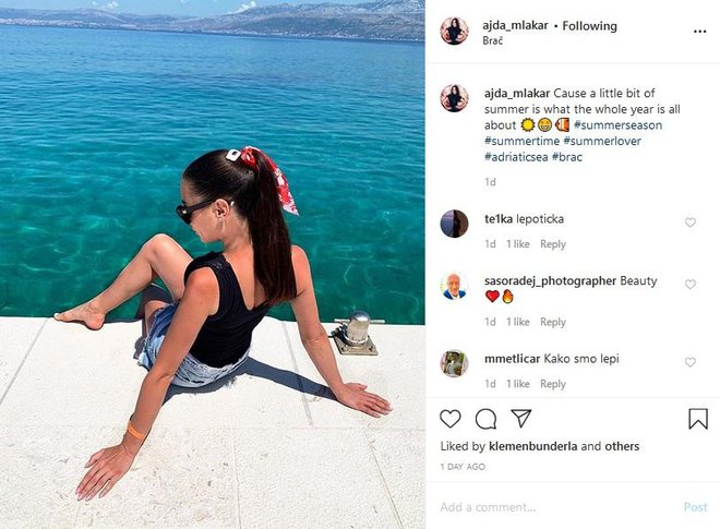 Ajda Mlakar dopust preživlja na Braču. FOTO: Instagram/Ajda Mlakar