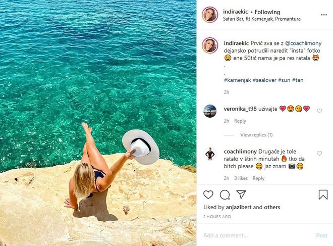 Indira Ekić v Premanturi lovi popolno morsko fotografijo. FOTO: Instagram/Indira Ekić
