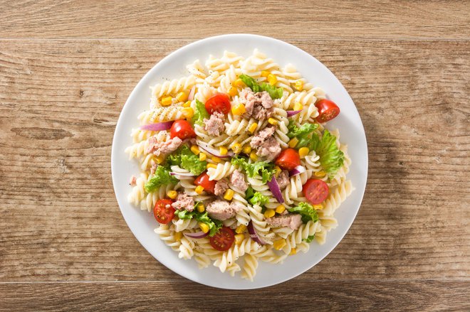 Pasta is often the base of hearty stand-alone salads.  PHOTO: Etorres69/Getty Images