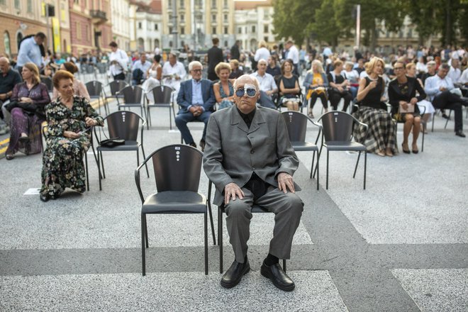 Skladatelj Mojmir Sepe 8. julija v Ljubljani na koncertu ob njegovi 90. letnici. FOTO: Voranc Vogel, Delo