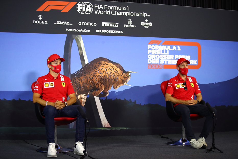 Fotografija: Charles Leclerc in Sebastian Vettel nista pričakovala tako mizernega konca tedna v Avstriji. FOTO: Reuters