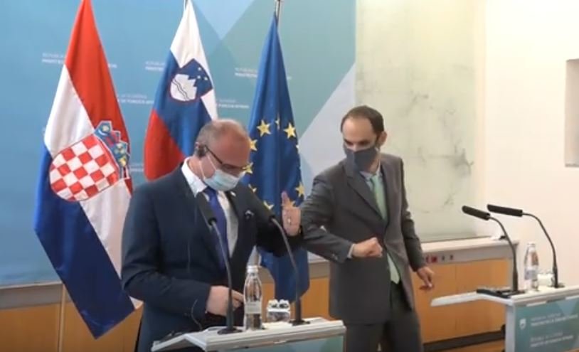 Fotografija: Zunanja ministra Slovenije in Hrvaške. FOTO: posnetek zaslona