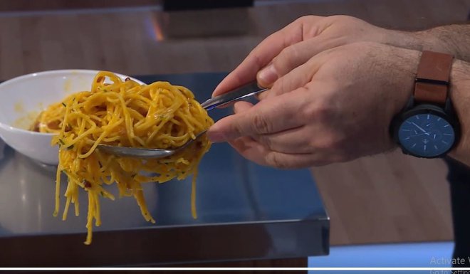 Anini špageti carbonara. FOTO: Pop TV, posnetek zaslona