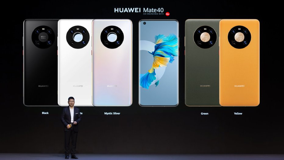 Fotografija: Huaweijev šef za potrošniške izdelke Richard Yu na spletni predstavitvi nove serije mate 40 FOTOGRAFIJE: Huawei