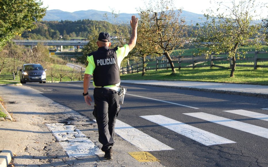 Fotografija: Policist ustavlja. FOTO: PU Novo mesto
