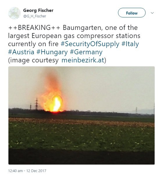 Eksplozija v Avstriji. FOTO: Twitter