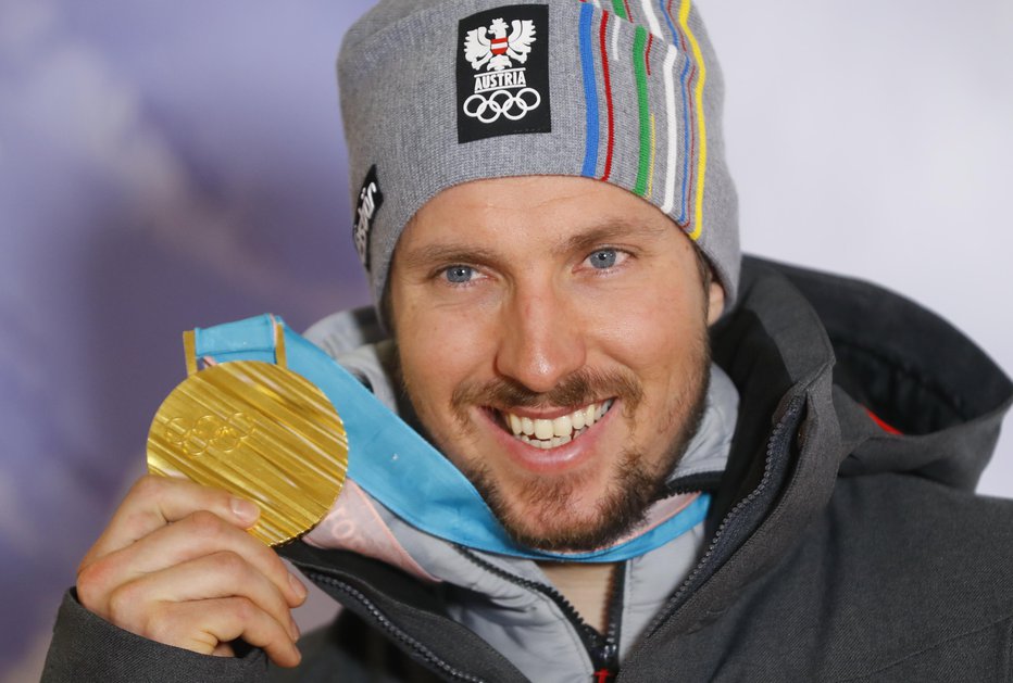 Fotografija: Prvi smučar svetovnega pokala v zadnjih šestih letih Marcel Hirscher je osvojil svoje prvo olimpijsko zlato. FOTO:  Reuters