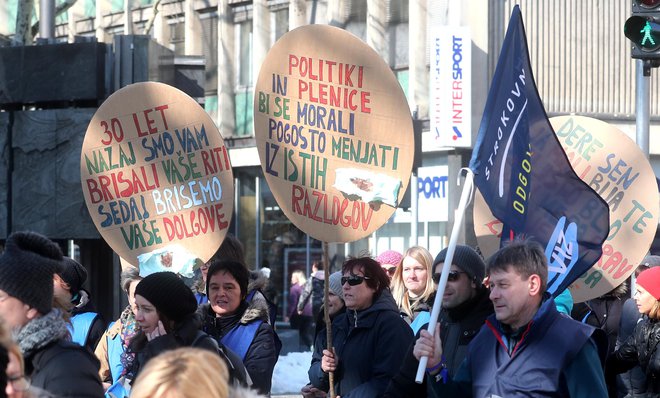 Stavka delavcev v šolstvu 14. februarja 2018. FOTO: Dejan Javornik