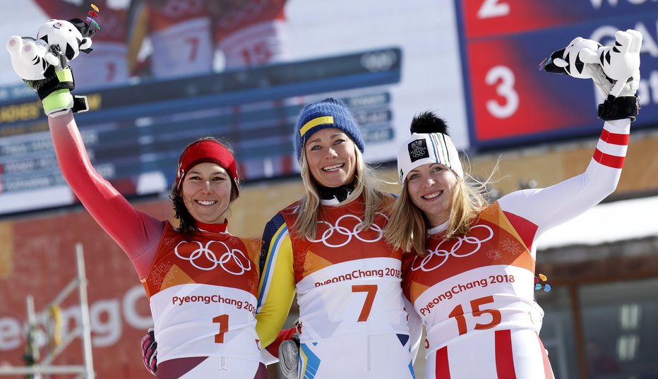 Fotografija: Po Stenmarku in Pärsonovi Hansdotterjeva tretja Švedinja na slalomskem olimpu. FOTO: Mike Segar, Reuters