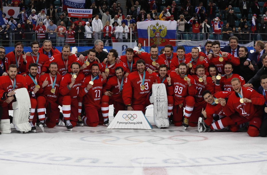 Fotografija: Ruski hokejisti so v finalu z Nemci preprečili zgodovinsko senzacijo in upravičili vlogo favoritov. Foto: Reuters