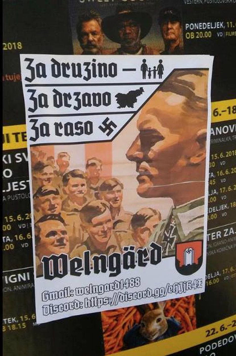 Fotografija: Velenje so preplavili plakati z nacističnimi simboli. FOTO: Facebook