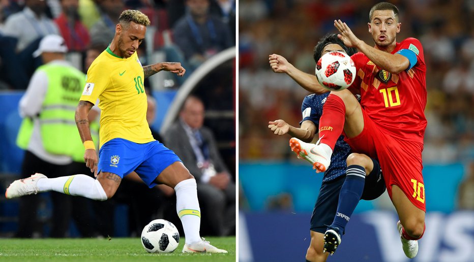 Fotografija: V središču pozornosti bosta glavna plejmejkerja Brazilije in Belgije, Neymar in Eden Hazard. Foto: AFP