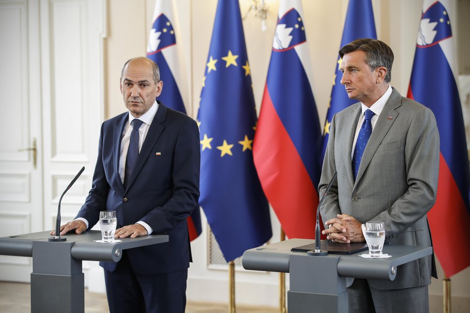 Fotografija: Janez Janša s predsednikom države Borutom Pahorjem. FOTO: Uroš Hočevar, Delo