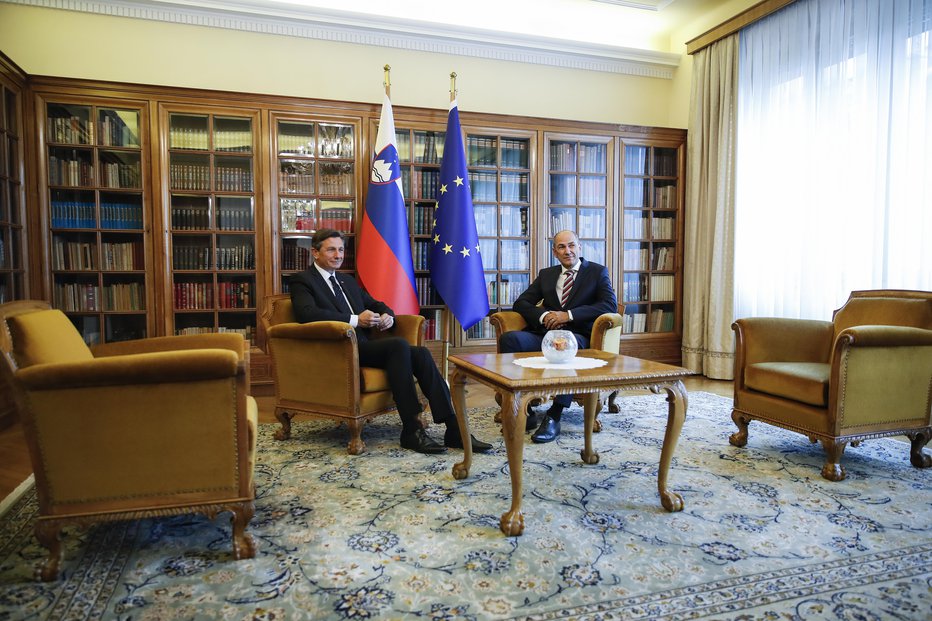 Fotografija: Borut Pahor in Janez Janša v predsedniški palači. FOTO: Uroš Hočevar, Delo