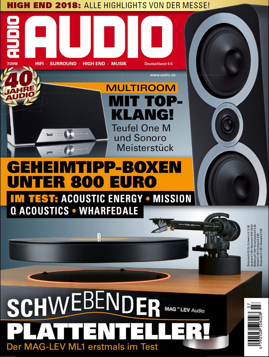 Fotografija: Lebdeči gramofon se je znašel na naslovnici julijske številne nemške hifi revije Audio. FOTO: Audio