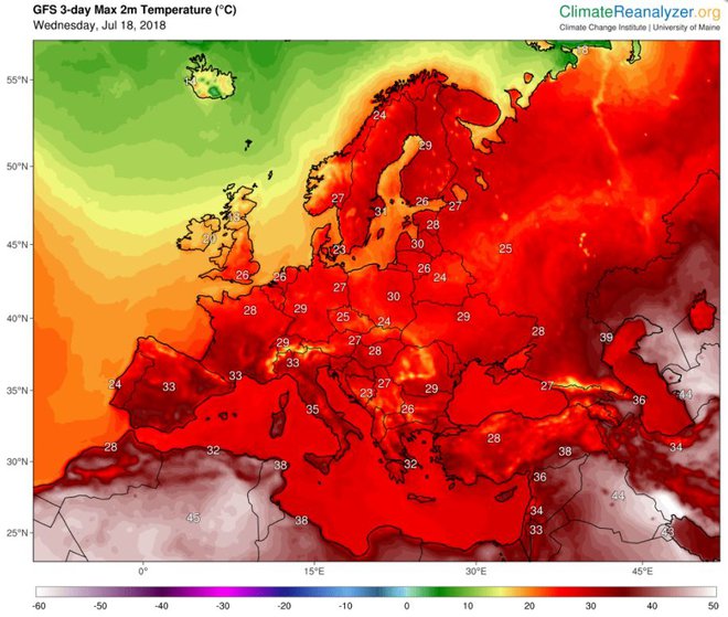 V Skandinaviji bo tudi v prihodnjih dneh precej bolj vroče kot običajno. FOTO: Severe Weather