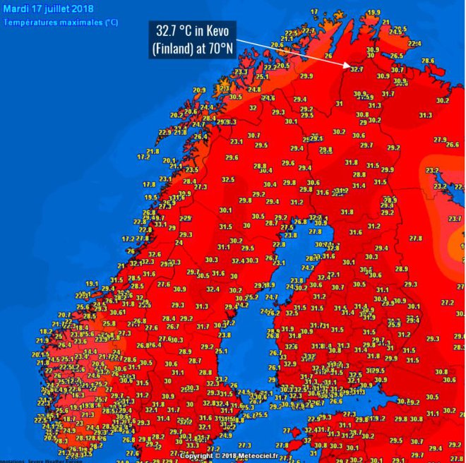 Torkove temperature na severu Evrope. FOTO: Severe Weather