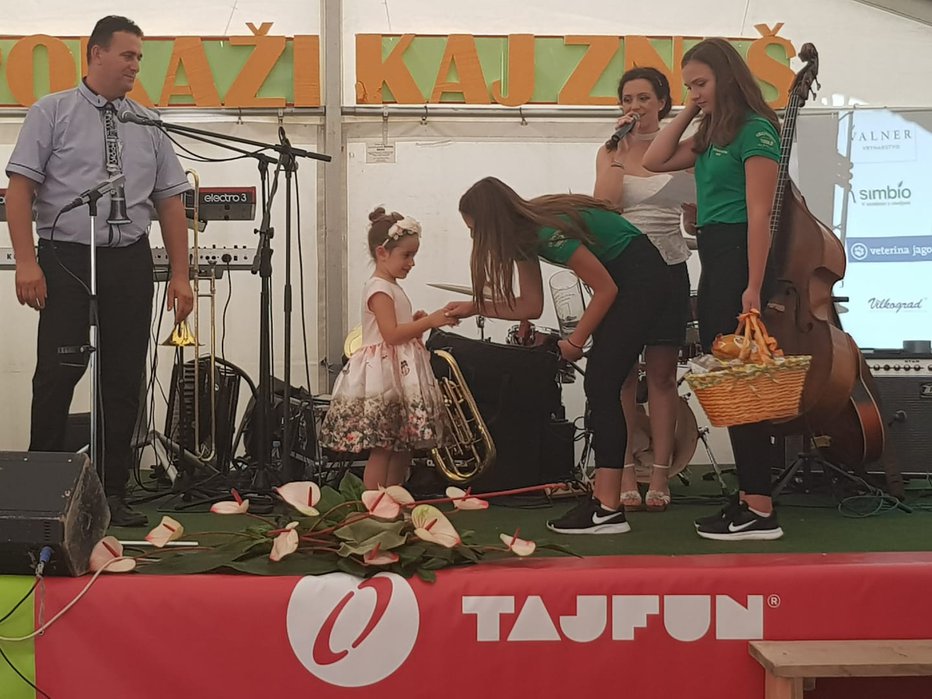 Fotografija: Občinstvo je navdušila tudi najmlajša harmonikarka Sinja Gračner. FOTO: KD DOBJE