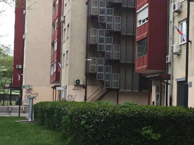 Na stanovanjskih blokih je po Ljubljani kar nekaj izobešenih zastav. FOTO: bralka Metka