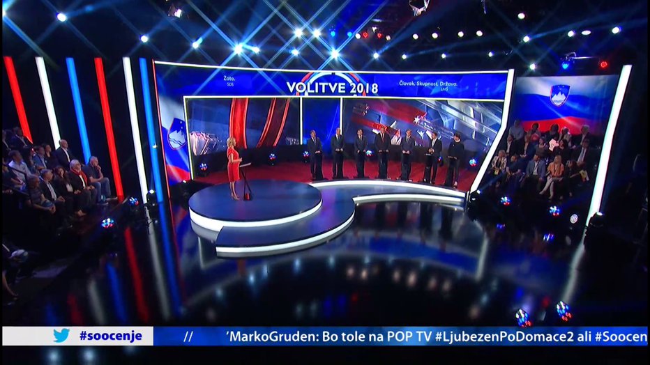 Fotografija: Prvo soočenje kandidatov za državnozborske volitve. FOTO: Pop TV