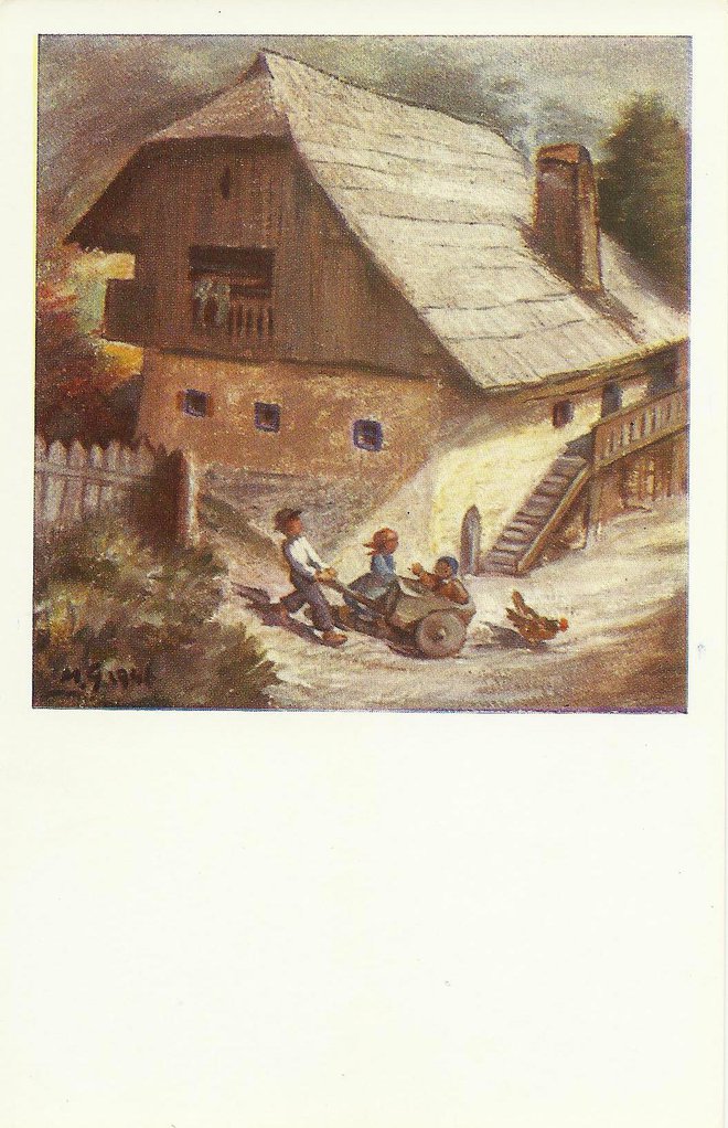 Gorenjska hiša na Gasparijevi razglednici FOTO: Boris Dolničar
