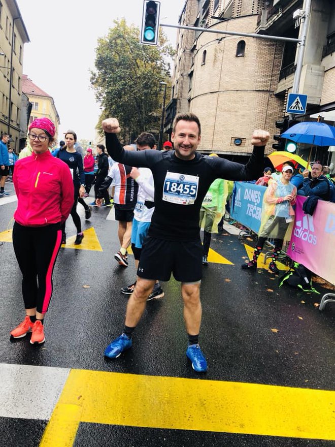 Robert Goter je ljubljanski maraton pretekel skupaj z ženo Nino.